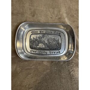 Vintage Wilton Armetale RWP Bread Tray "Give Us This Day" Wheat Mount Joy PA 197